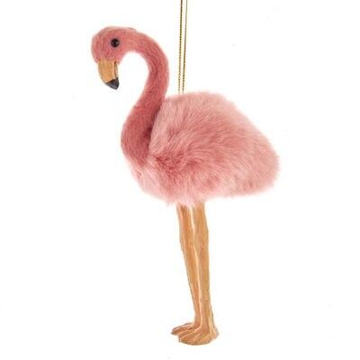 Furry Flamingo Plastic Ornament