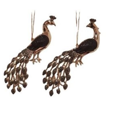 Black / Golden Peacock Ornament (2 pieces)