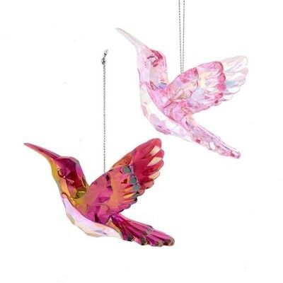Hummingbird Burgundy Pink Ornament (2 pieces)
