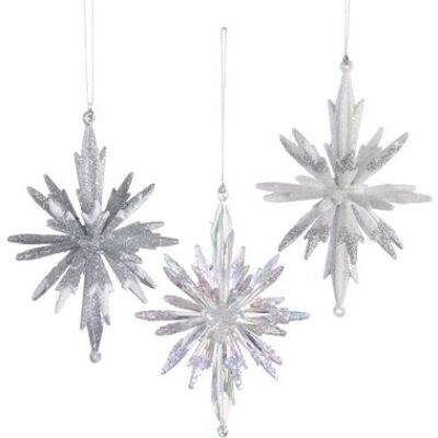 Icicle Snowflake Ornament 3D (3 pieces)