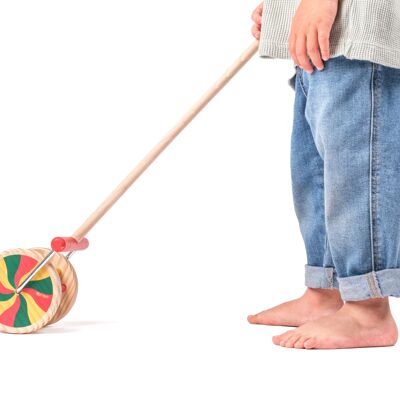 Wooden walking push wheel