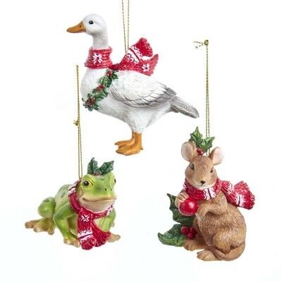 Goose / Mouse / Frog Glass Ornament (3 pieces)