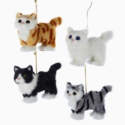 Plastic Plush Cat Ornament (4 pieces)