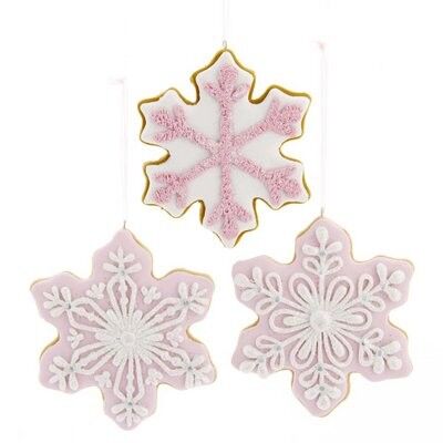 Pink Snowflke with Glitters Ornament (3 pieces)