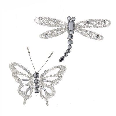 Acrylic Silver Butterfly / Dragonfly Ornament (2 pieces)