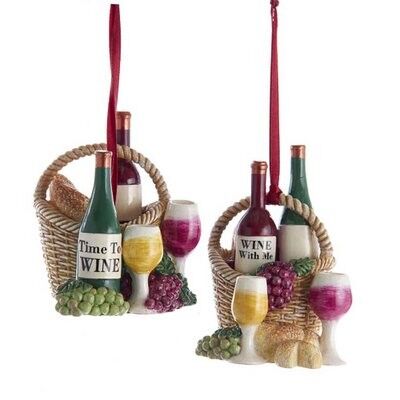 Resin Wine Basket Ornament (2 pieces)