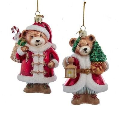 Christmas Bear Glass Ornament (2 pieces)