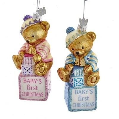 Baby Bear Glass Ornament (2 pieces)