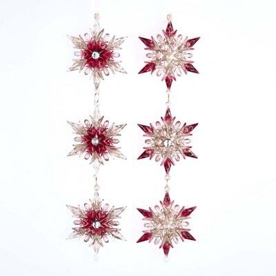 Burgundy Pink Snowflake Dangle Ornament (2 pieces)