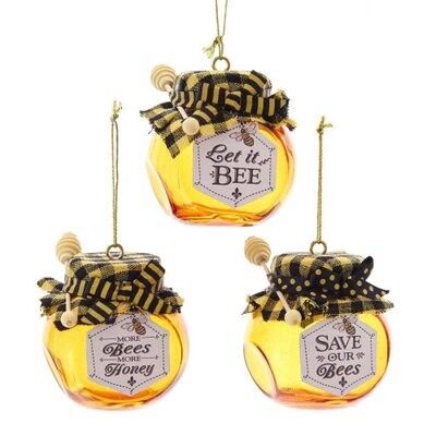 Honey Jar Glass Ornament (3 pieces)