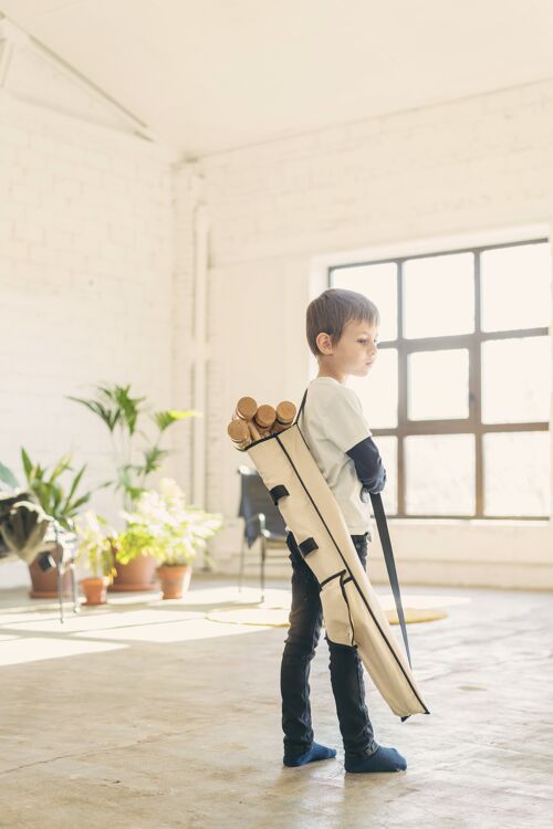 Wooden croquet set in a hanging bag