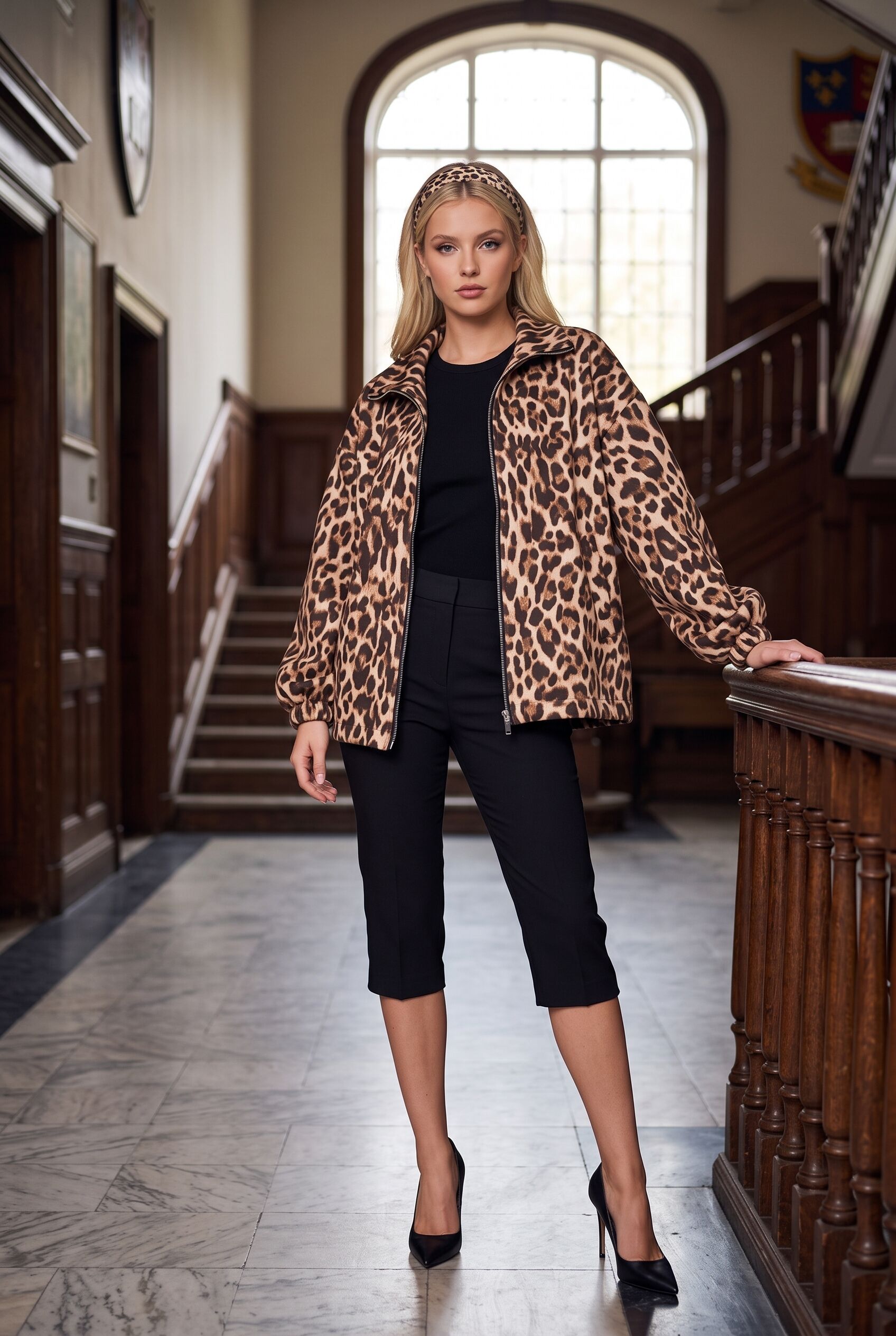 LEOPARD SUEDE JACKET I6975