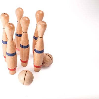 Wooden bowling set with frame - 30 or 35 cm
