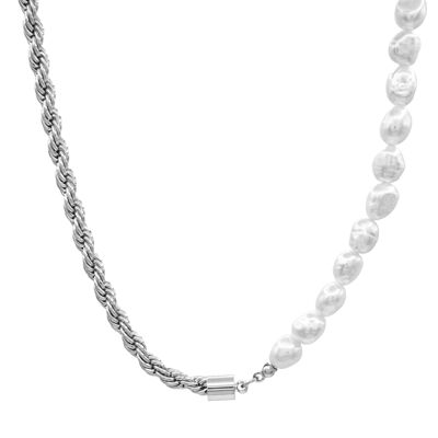 Cadena de perlas de Kshmir - plata