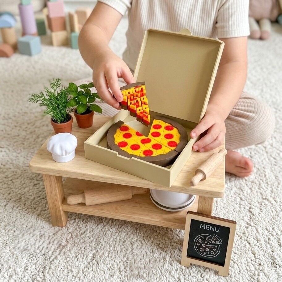 Interaktives Pizza-Spielset | Sensorisches Spielzeug zum Spielen und Zappeln