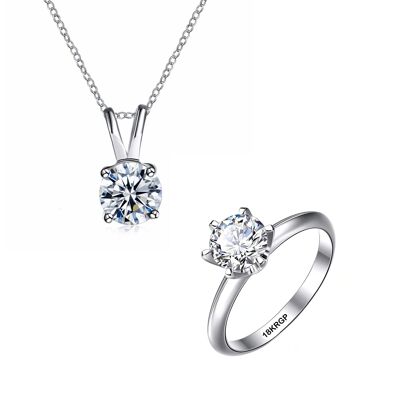 SVRA 'Diamond Shine' ensembles de 2, 3 - ensemble de 2 : collier + bague - 58