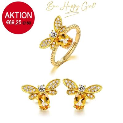 Ensembles Bee Happy' - bague + boucles d'oreilles