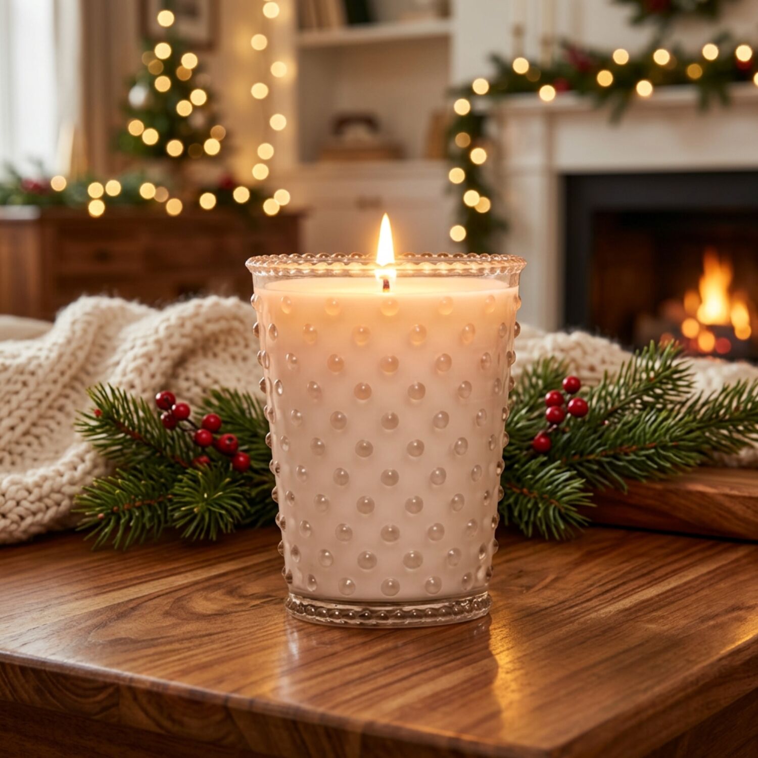 Simpatico Hobnail Glass Candle #785 Lush Limestone