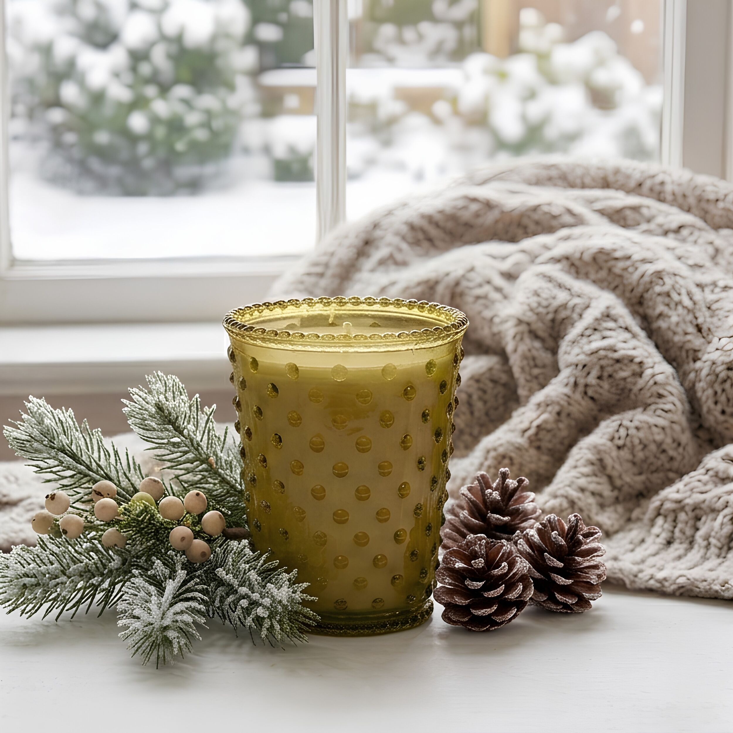 Simpatico Hobnail Glass Candle #457 Winter Hearth
