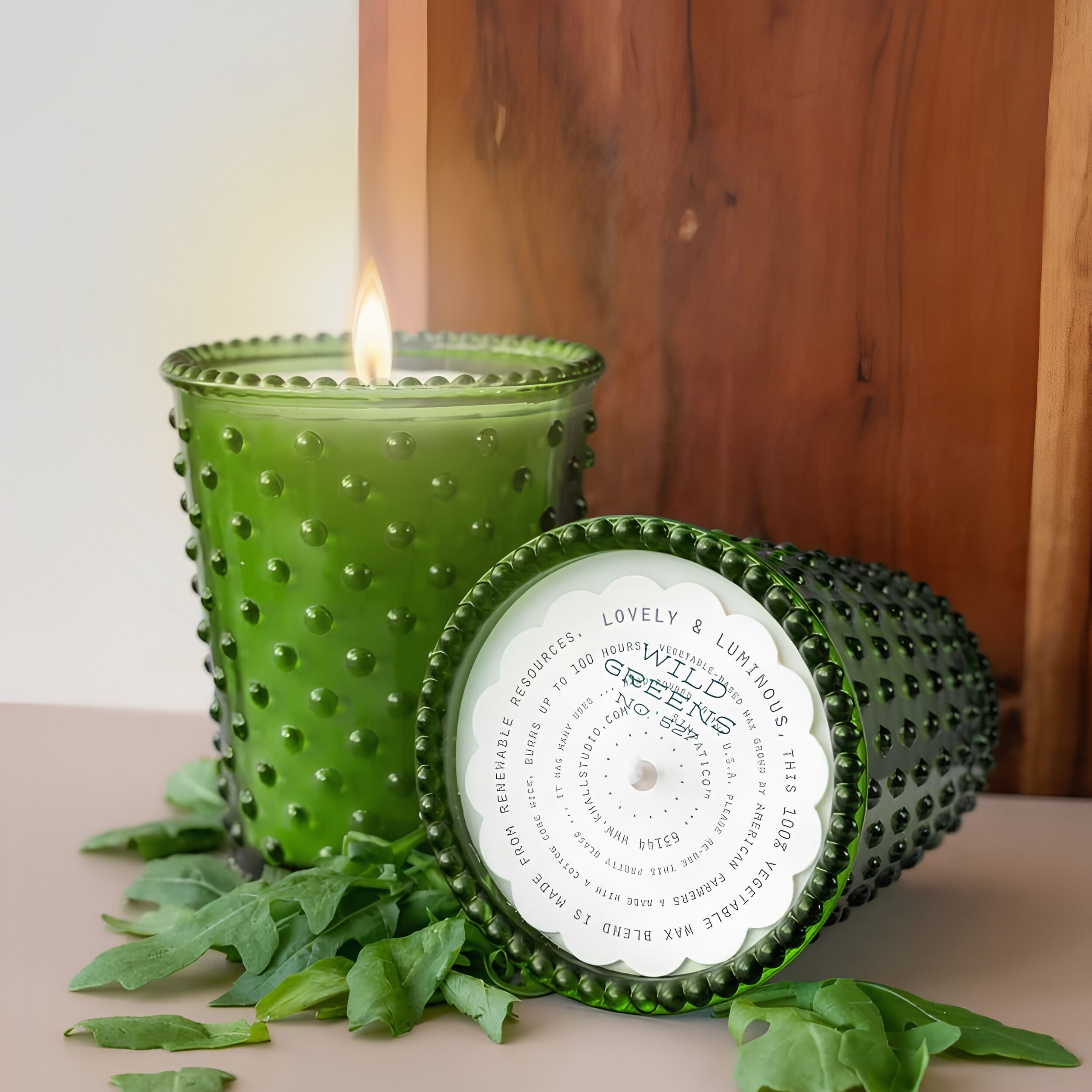 Simpatico Hobnail Glass Candle #527 Wild Greens