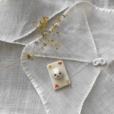 Broche as de coeur et chat