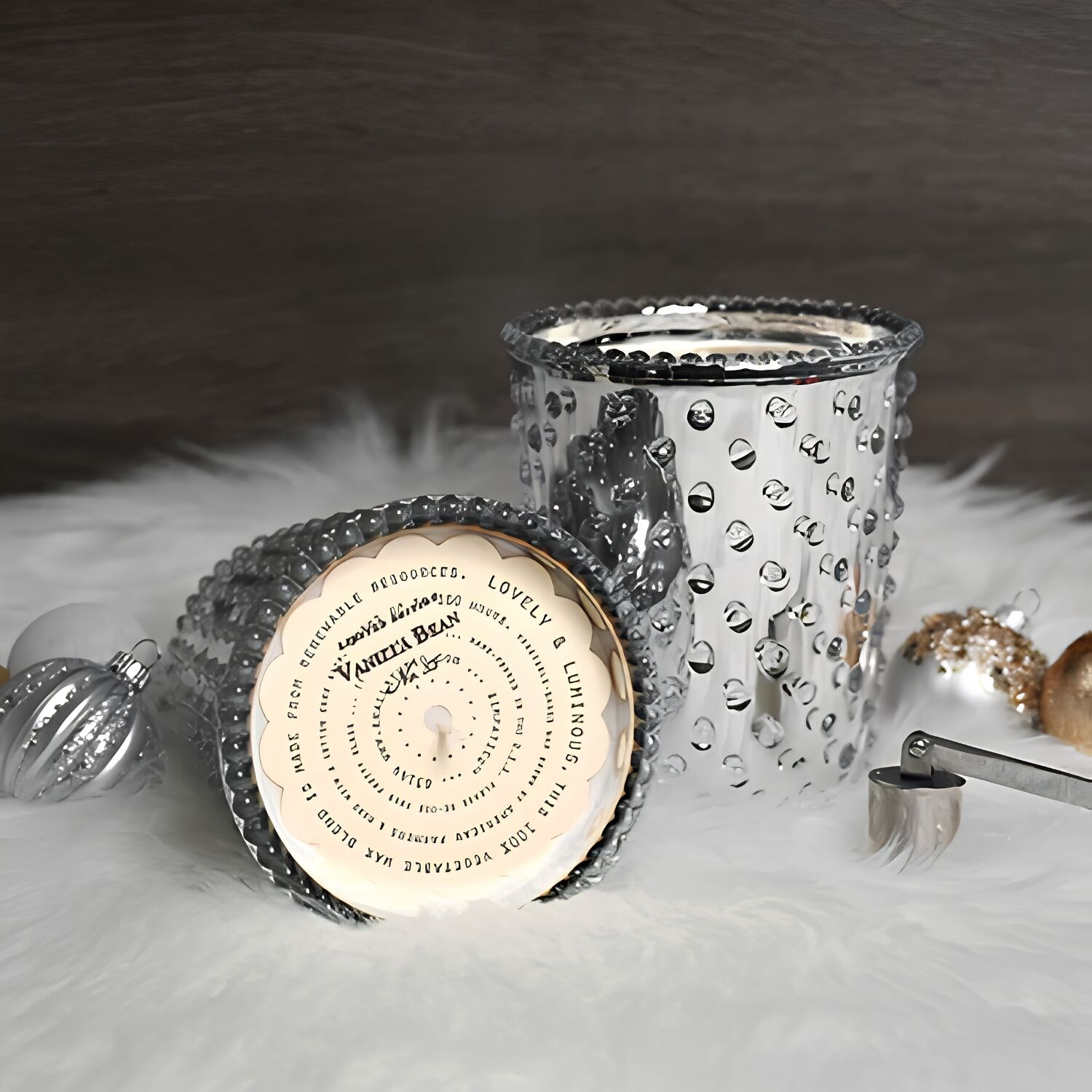 Simpatico Hobnail Glass Candle #53 Chrome Vanilla Bean