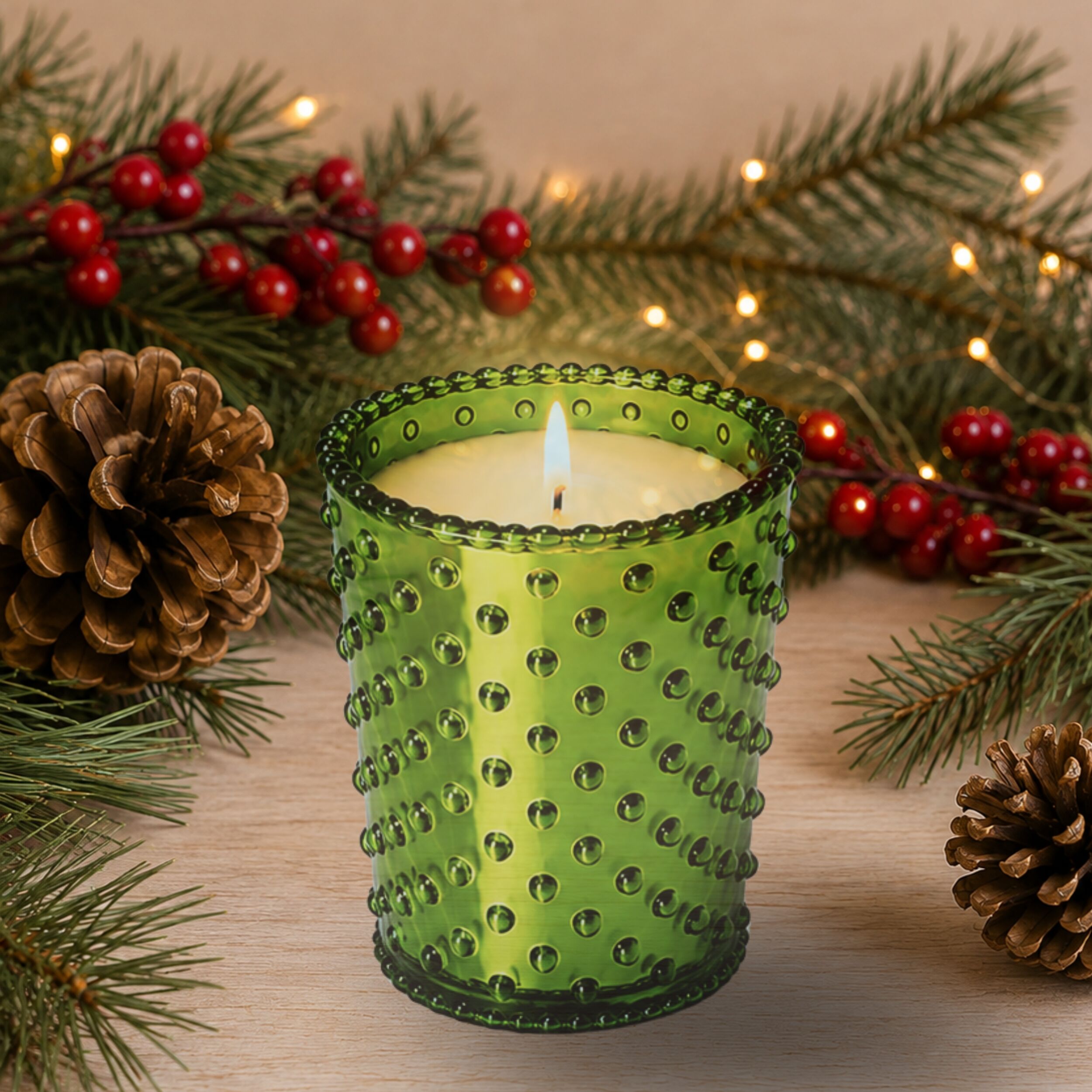 Simpatico Hobnail Glass Candle #78 Evergreen