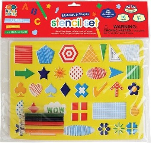 Alphabet & Shapes - Stencils & Pencils Double Pack