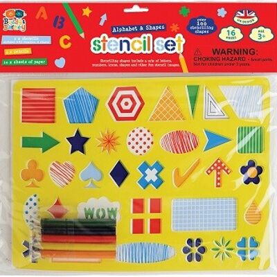 Alphabet & Shapes - Stencils & Pencils Double Pack