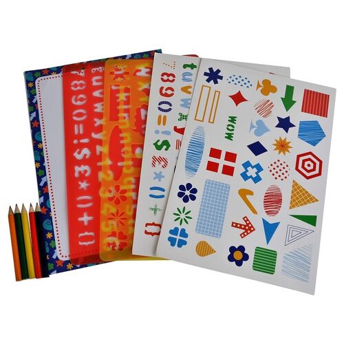 Alphabet & Shapes - Stencils & Pencils Double Pack