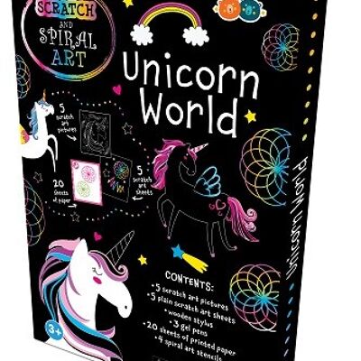 Juego de arte Scratch & Spiral - Unicorn World