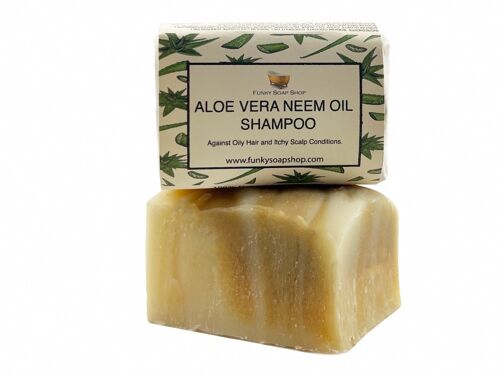 Aloe Vera & Neem Oil Solid Shampoo Bar, Natural & Handmade, Approx 30g/65g