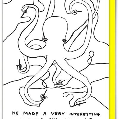 Geburtstagskarte – lustige Alltagskarte – Oktopus-Zeichnung