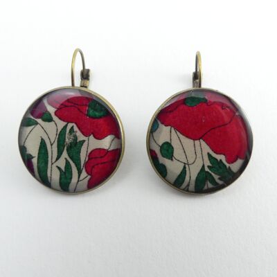 Liberty Poppy and Daisy Duck Rose-Red Earrings