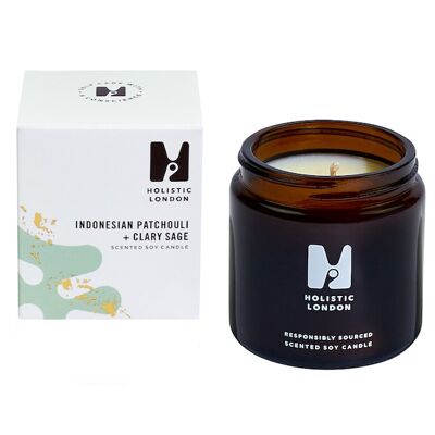 Indonesian Patchouli + Clary Sage Scented Soy Candle 120ml