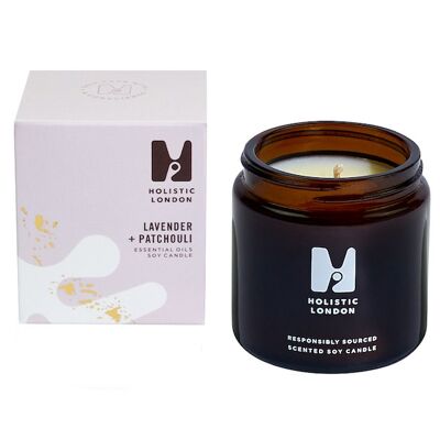 Lavender + Patchouli Scented Soy Candle 120ml