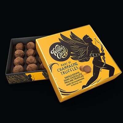 Trufas de praliné, chocolate negro con Marc de Champagne 110g