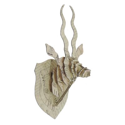 Trophée d'antilope en carton motif calligraphie