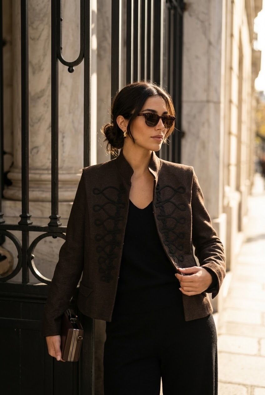 Veste femme officier broderies décoratives