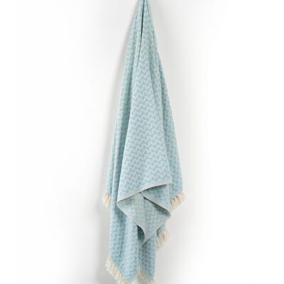 Serviette de bain Silent Ripple bleu poudré - 99 cm x 185 cm