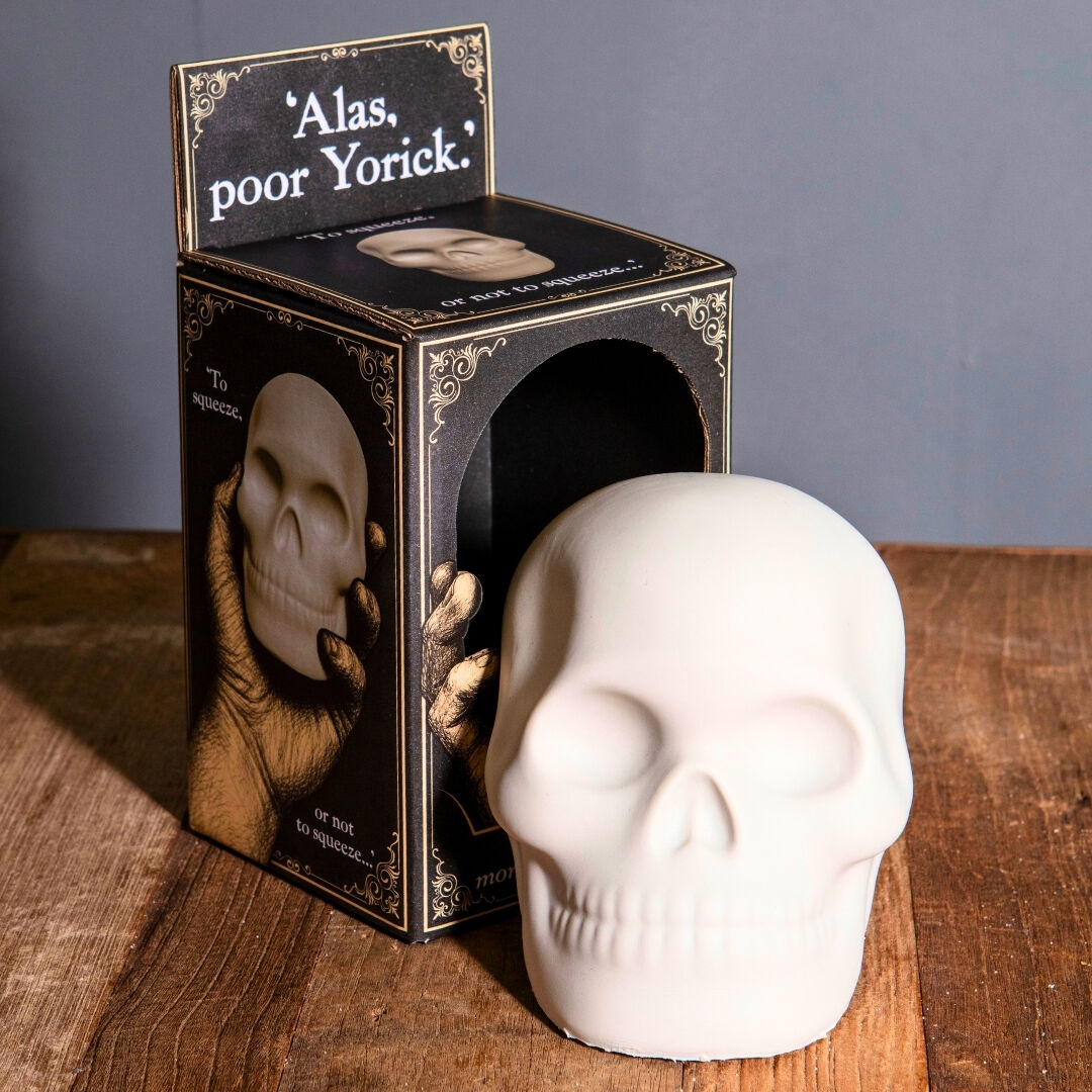 Hélas, pauvre Yorick, jouet moussant en forme de crâne pour adultes et enfants