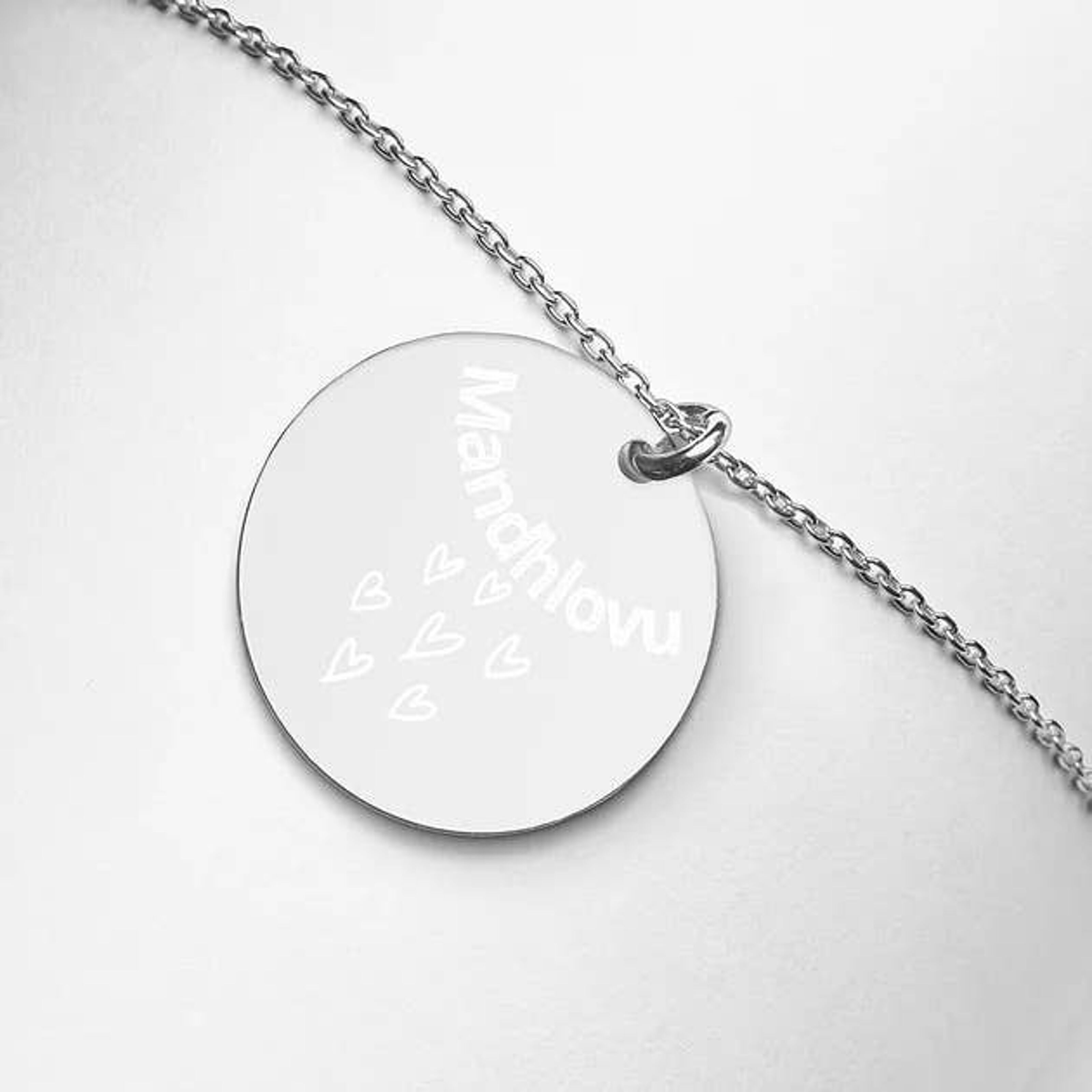 Cyber Security Red Team - Engraved Silver Disc Necklace White Rhodium Coating