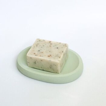 Porte-savon ovale en béton (vert pistache) 3