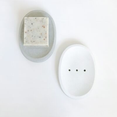 Concrete Oval soap dish (white)