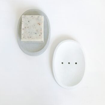 Porte-savon ovale en béton (blanc) 1