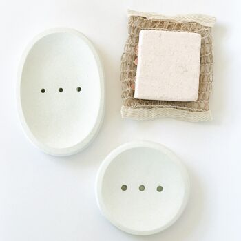 Porte-savon ovale en béton (blanc) 3