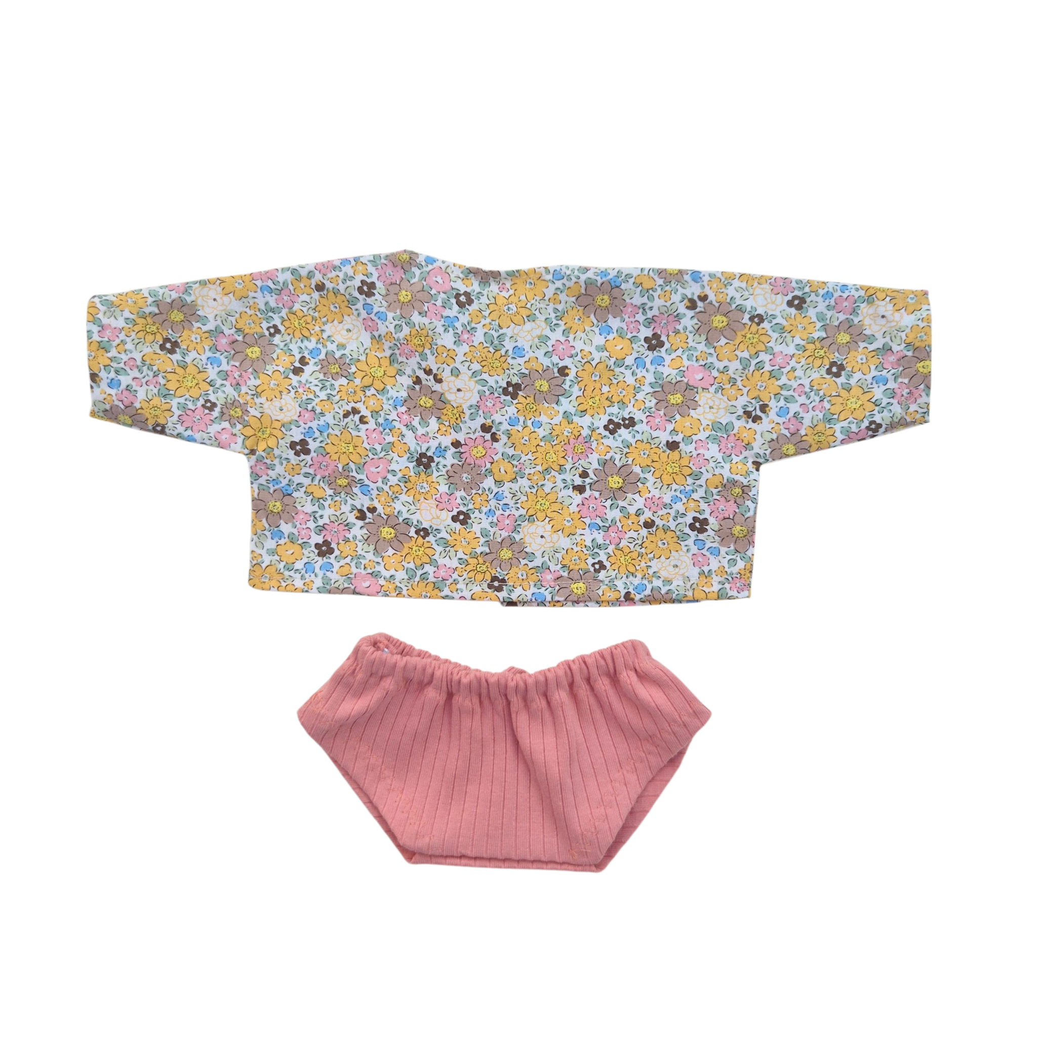 JUSTINE - Chemise liberty jaune + culotte rose
