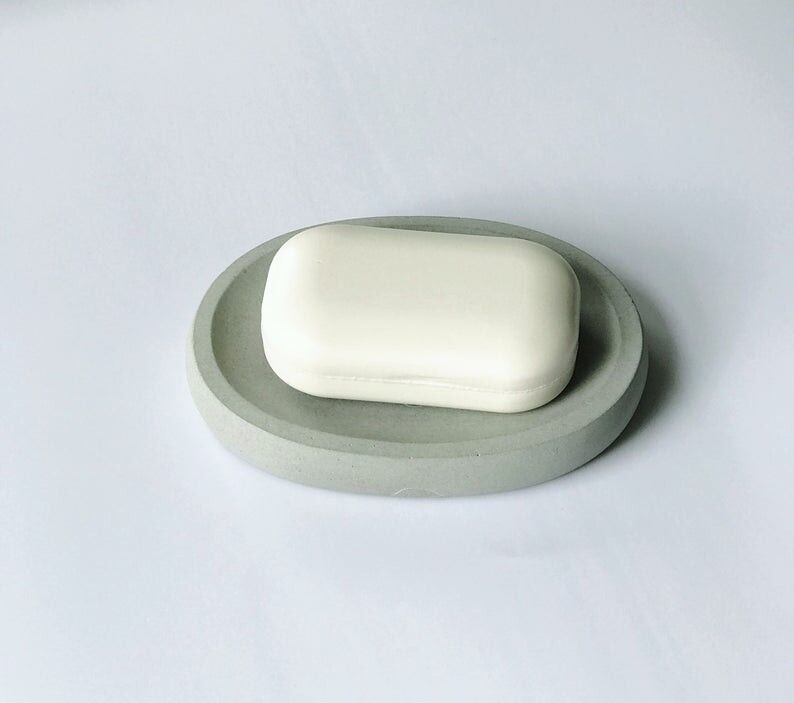 Concrete oval soap dish (grey)