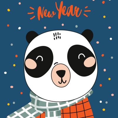Panda Felice Anno Nuovo | Carta A6