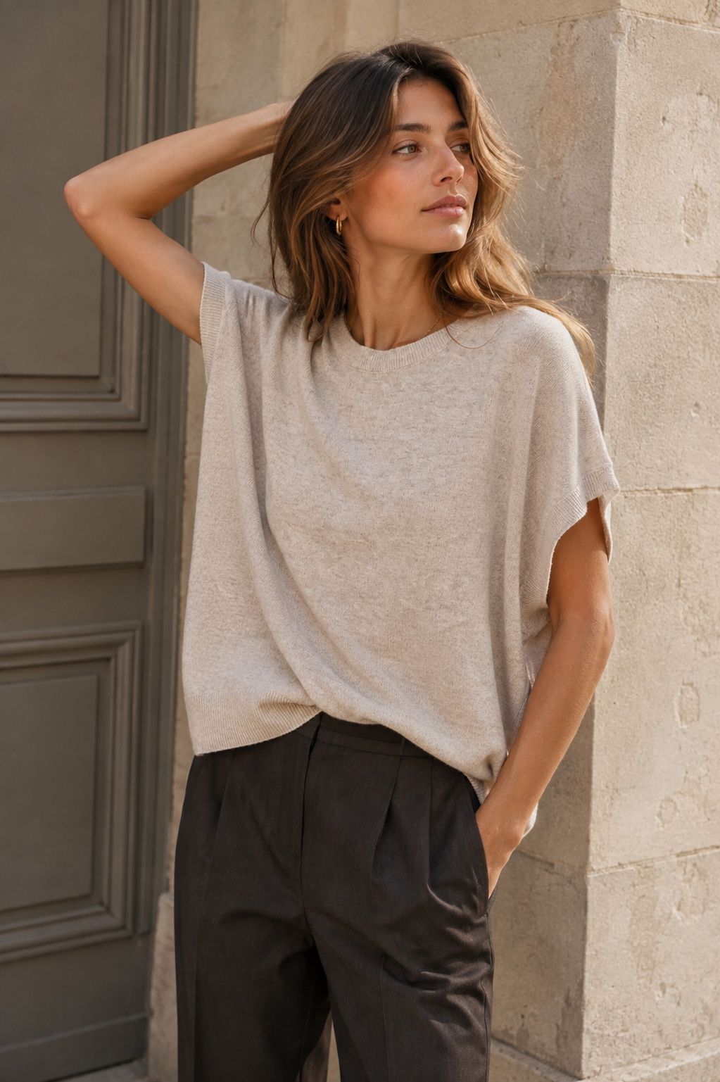 Pullover Sans Manches en Cachemire & Laine